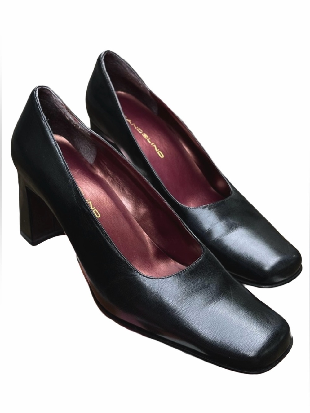 Vintage 90s Bandolino Square Toe Leather Heels 7
